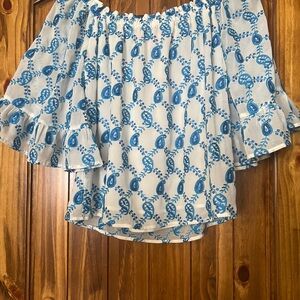 Lilly Pulitzer Blue Paisley sparkle Off-Shoulder Top